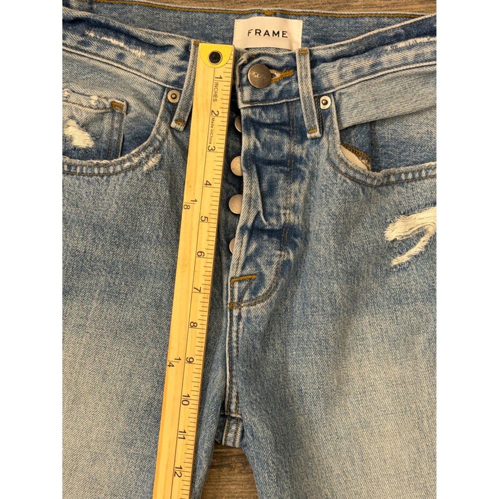 Frame Le Original High Rise Straight Leg Distressed Frayed Hem Jeans‎ Size 24x27 - Picture 7 of 10